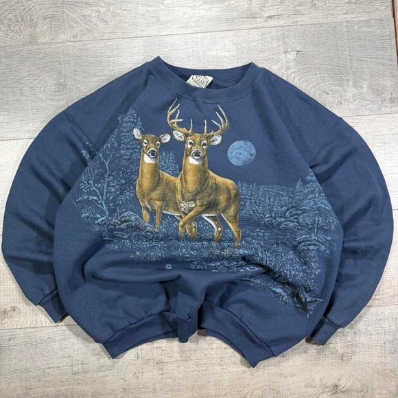 The Unbranded Brand Other - Vintage 90s super cute deer all over prints, wildlife animal sweatshirt Size XL